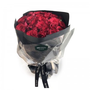 Enthusiasm is like fire -33 red roses+dream black gauze flower bouquet